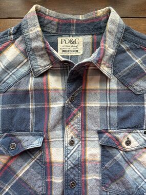 PD&C Men's Plaid Denim Western shirt